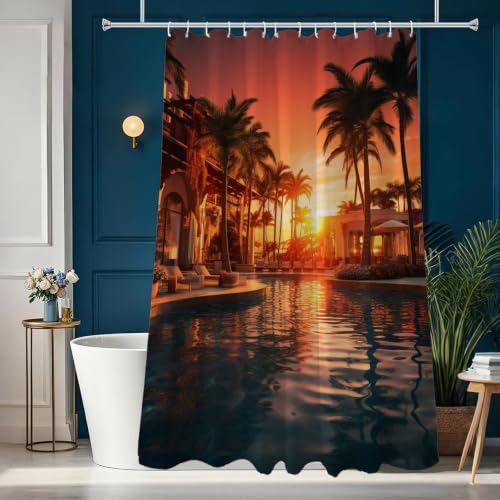 Polyester shower curtain lavable rideau de douche orange 220x200 cm