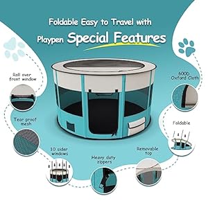 Portable Dog Playpen, Upgraded Puppy Playpen, Foldable Pet Playplen for Dogs, Cats, Rabbits and Small Animals, Great for Indoor Outdoor Travel 43" Large Portable Dog Playpen, Upgraded Puppy Playpen, Foldable Pet Playplen for Dogs, Cats, Rabbits and Small Animals, Great for Indoor Outdoor Travel 43″ Large