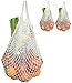 3 Cotton Reusable Grocery Bags Washable Mesh Net String Shopping Produce Beach Foldable Tote Handle