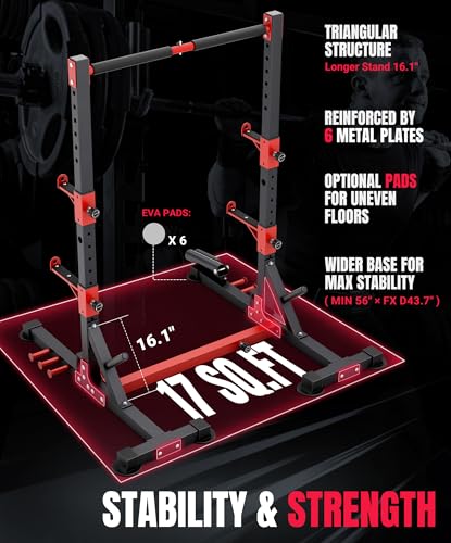 YOLEO Squat Rack with Adjustable Pull-Up Bar & Extended Safety Arms, Multi-Functional Power Racks Squat Stand for Home Gym, Garage & Basement, 35