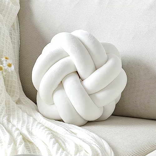 VBGYA Knot Pillow Ball, Soft Decorative Throw Pillows Cushion, 11 Inch Round Plush Knotted Pillows White Pillow, Modern Home Throw Knot Decorative Cushion for Bedroom, Sofa, Couch by VBGYA - Used condition - US$24.11