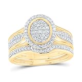 Jewels By Lux 10kt Yellow Gold 1/2 Cttw Natural Diamond Fashion Oval Wedding Engagement Anniversary Bridal Set, Womens Size: 5.75