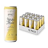 AMAZ Organic Sparkling Yerba Mate Tea with Adaptogens for Natural Energy, Focus, & Immunity |...