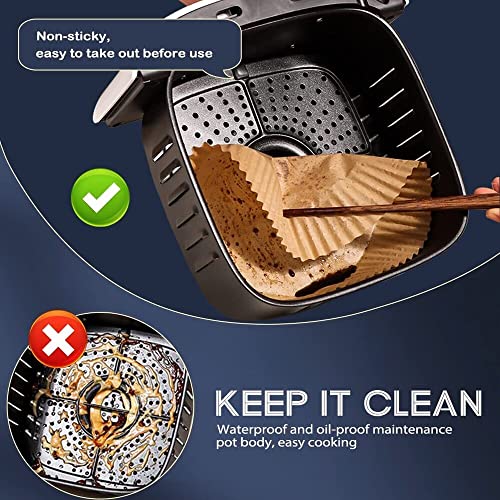 OLZYA 100 Öl Backpapier Friteuse Antihaft Hitzebeständig Heißluftfritteuse Ofen Papier, Backpapier Für Heißluftfritteuse Eckig (20Cm), 100 Stück Airfryer Backpapier EIN – Bild 4