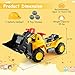 Costzon Ride on Excavator, Ride on Construction Vehicles w/Helmet, 3 Toy Stones, Realistic Sound, Adjustable Bucket & Under Seat Storage, Bulldozer Ride on Toy Gift for Kids Boys & Girls