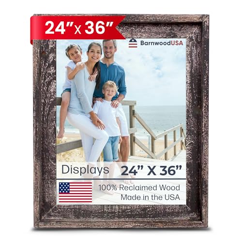 BARNWOODUSA Farmhouse Style Rustic Picture Frame, 24x36, Smoky Black