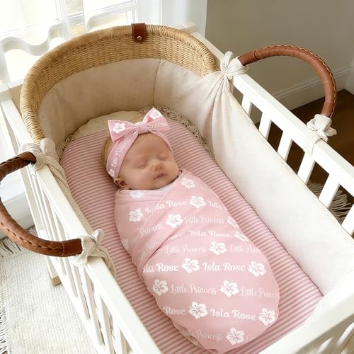 Image of Personalized Baby Blanket, Custom Swaddle Blanket for Newborns with Name, Customized Baby Blanket for Boys and Girls, Ideal Personalized Baby Gifts for Newborns and Baby Showers (Name with Icons)