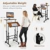 COSTWAY Mobile Standing Desk, Height Adjustable Rolling Laptop Cart w/Tilting Desktop for Standing or Sitting, Lockable Casters, Home Office Computer Workstation for Small Spaces (Brown)
