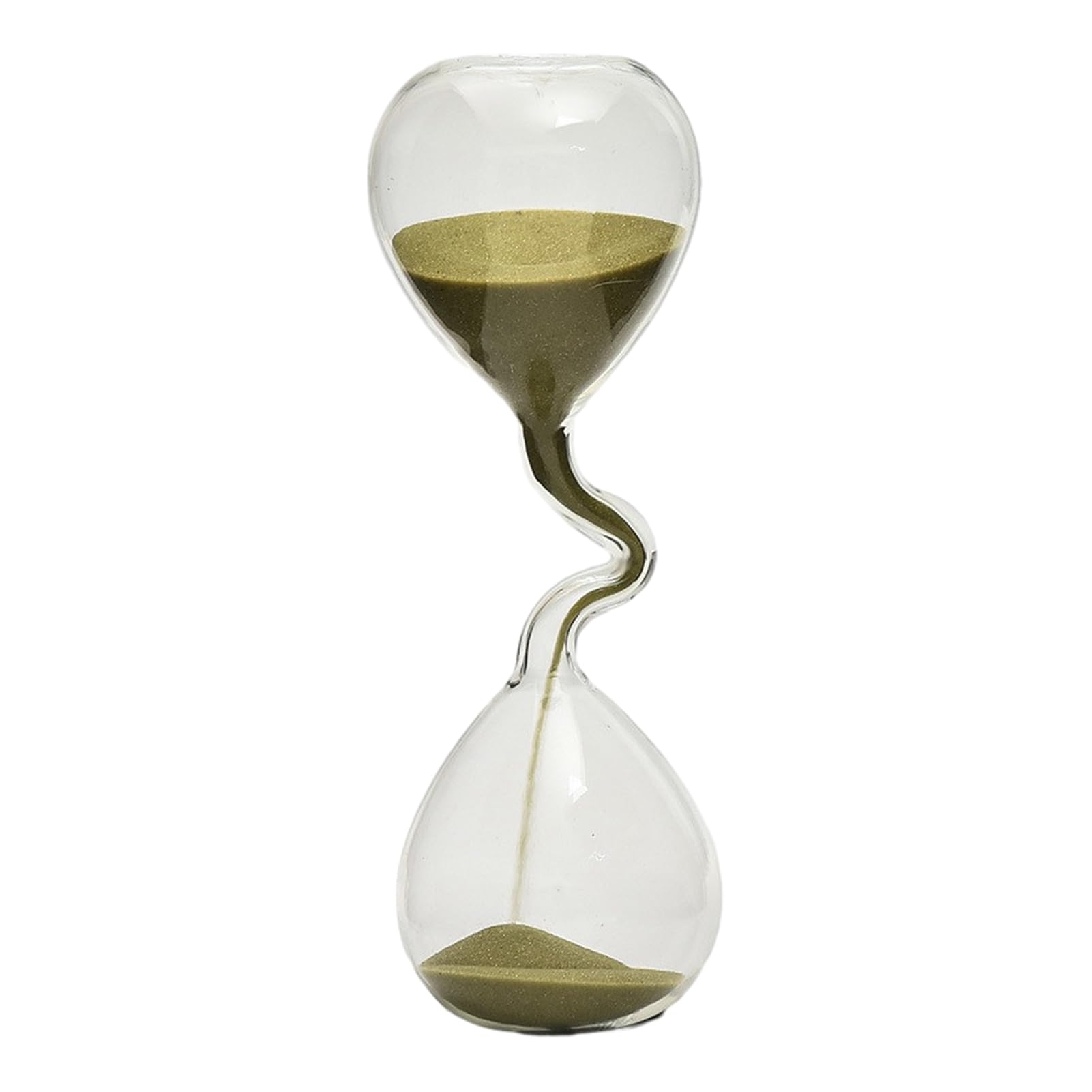 Pasisuu Twisted Neck Hourglass Timer, 7.3 Inch High Borosilicate Glass Sand Clock for Desktop Decor, Stress Relief Visual Sensory Toy, Elegant Office Ornament, Gray D