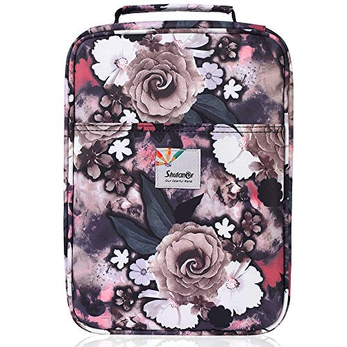 Image of Pencil Case Slot Holds 270 to 274 Colored Pencils or 180 to184 Color Gel Pens with Zipper Closure Large Capacity Nylon Pen Organizer for Artist Gray Rose