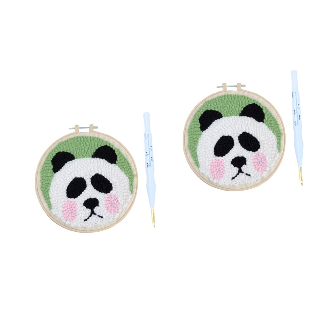 SEWACC 2ensembles Kit De Couture Diy Panda Outils De Broderie Base Rond Fils Colorés Pour Garçon Fille Activité Manuelle Créative à Domicile