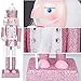BEOSOFLOY Nutcracker Soldier 12in Christmas Nutcracker Figure Wooden Pink Nutcracker Soldier Festive Glitter Collectible Nutcracker Figures Toy Christmas Décor for Shelves and Tables