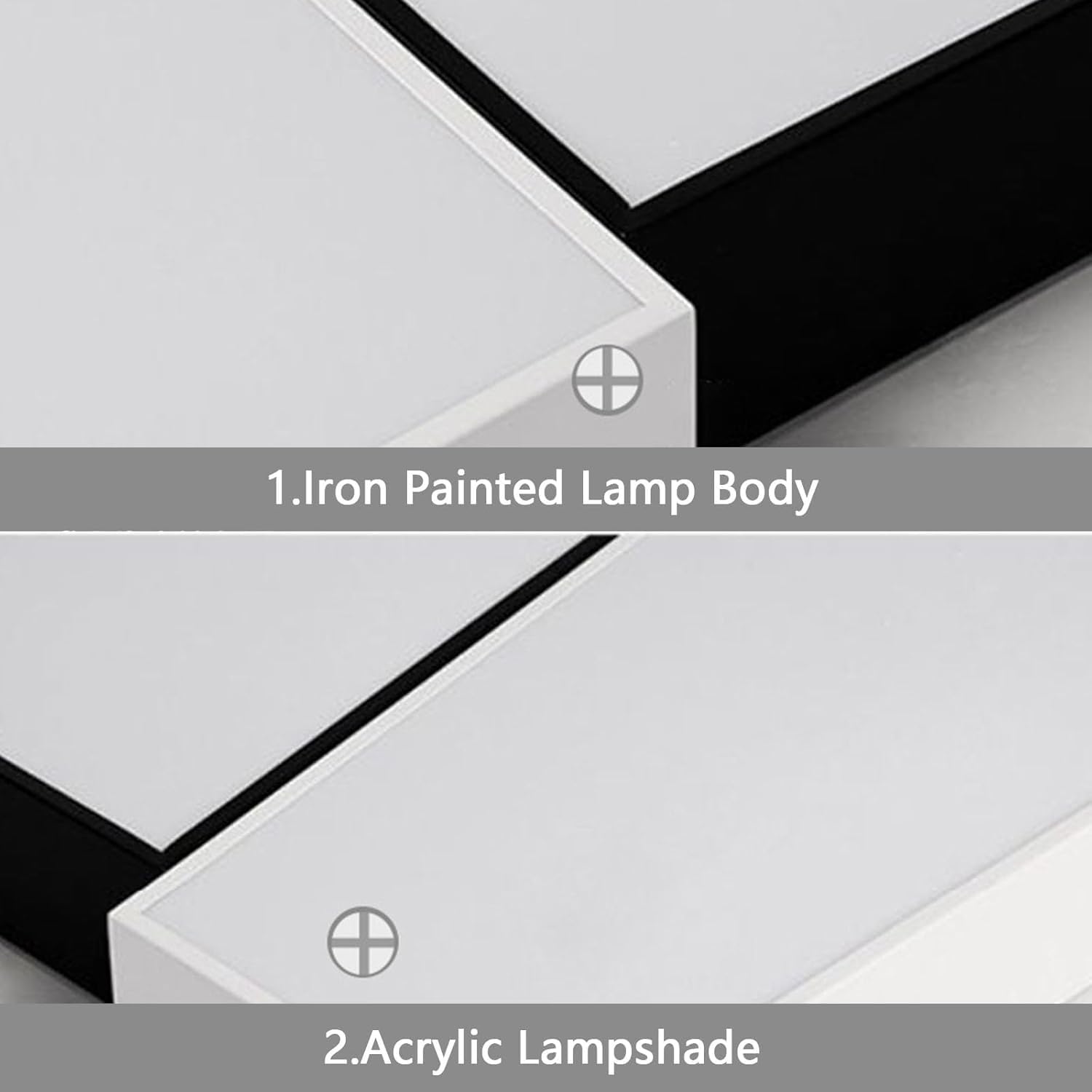 Modern LED Flush Mounted Ceiling Light, Acrylic Lampshade Square 3-Color Dimming Ceiling Lights Fixture with Remote Control, Lighting Fixtures for Living Room, Bedroom, Kitchen(60cm)