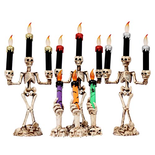 Candele LED A Fiamma Tremolante Di Halloween – Set Da 3 Con Timer, Effetto Vero Cera, Scheletri E Ragni
