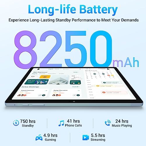 OUKITEL OKT3 Tablet Android 13, 10.5 Zoll, 15GB RAM + 256GB ROM Gaming Tablet PC mit Touchstift, 8250mAh Akku, 1920*1200 FHD+ Tablets, 16MP, Widevine L1/Octa-Core/Dual SIM 4G LTE/5G WIFI/BT5.0/GPS/OTG – Bild 6