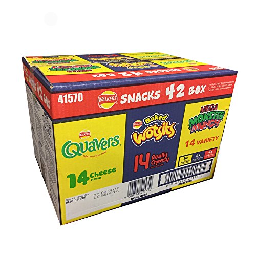 Walkers Snack 42 Pack Variety Crisp Box - WOTSITS QUAVERS Monster Munch