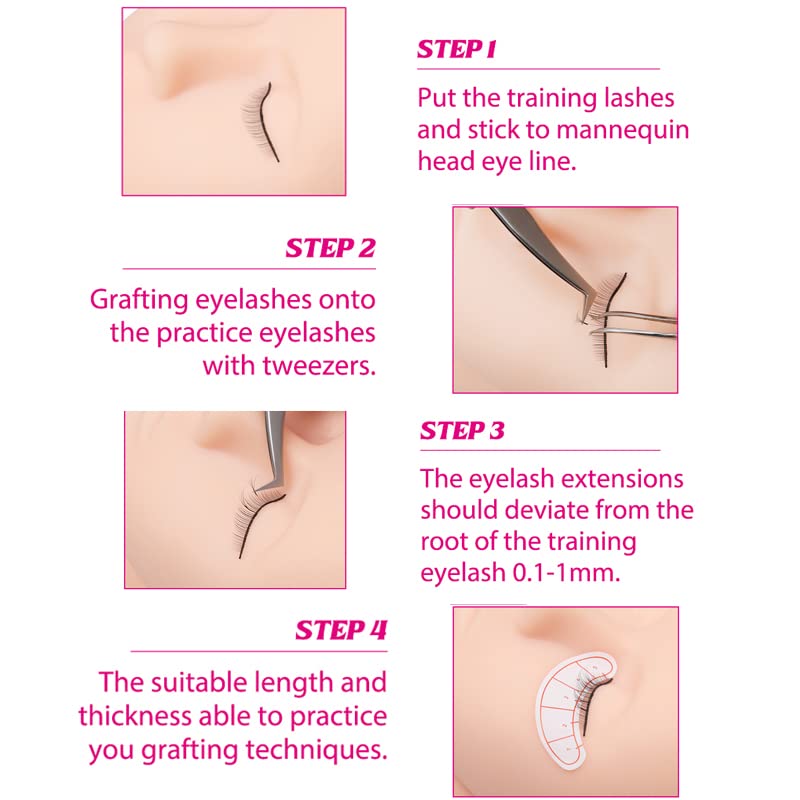 Practice Lashes for Lash Extensions FADLASH 25 Pairs Self Adhesive Eyelashes Lash Extension Strip Eyelashes for Lash Mannequin Head Eyelash Extension Supplies