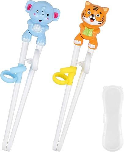 Quimoy 2 pares de palillos para niños, palillos de entrenamiento para niños, palillos con diseño de dibujos animados de animales lindos para Quimoy 2 pares de palillos para niños, palillos de entrenamiento para niños, palillos con diseño de dibujos animados de animales lindos para