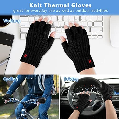 Fingerless Gloves - Men Winter Warm Gloves Half Finger Gloves Knited Fleece Thermal Gloves Working Outdoor Biking Driving for Men Women Gift