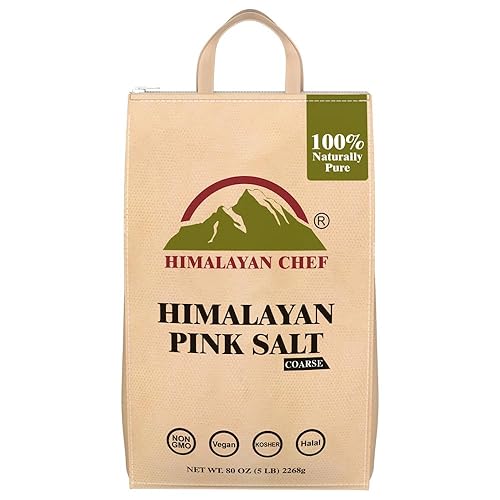 Himalayan Chef Sal rosa - Recambio de sal para molinillo Bolsa de 80 onzas (bolsa de 5 libras), 100% natural, sin OMG, vegano y certificado Kosher