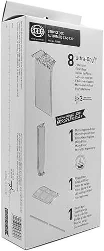 Miniatura 8 de SEBO Caja de servicio 5828AM con tira de sellado para aspiradora serie X (no X7 o X8) con 8 bolsas de filtro, filtro de escape, microfiltro
