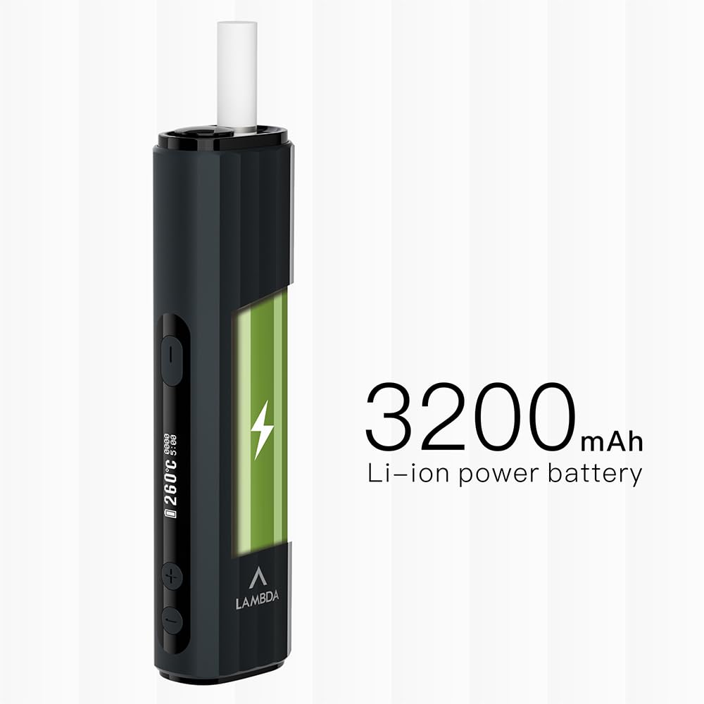 LAMBDA i9 HNB Heat-not-Burn-Geräte, Berührungslose Elektromagnetische Induktionsheizung, OLED 3200mAh Einstellbare Heizzeit und Temperatur, erfordert Keine Reinigung (Schwarz)
