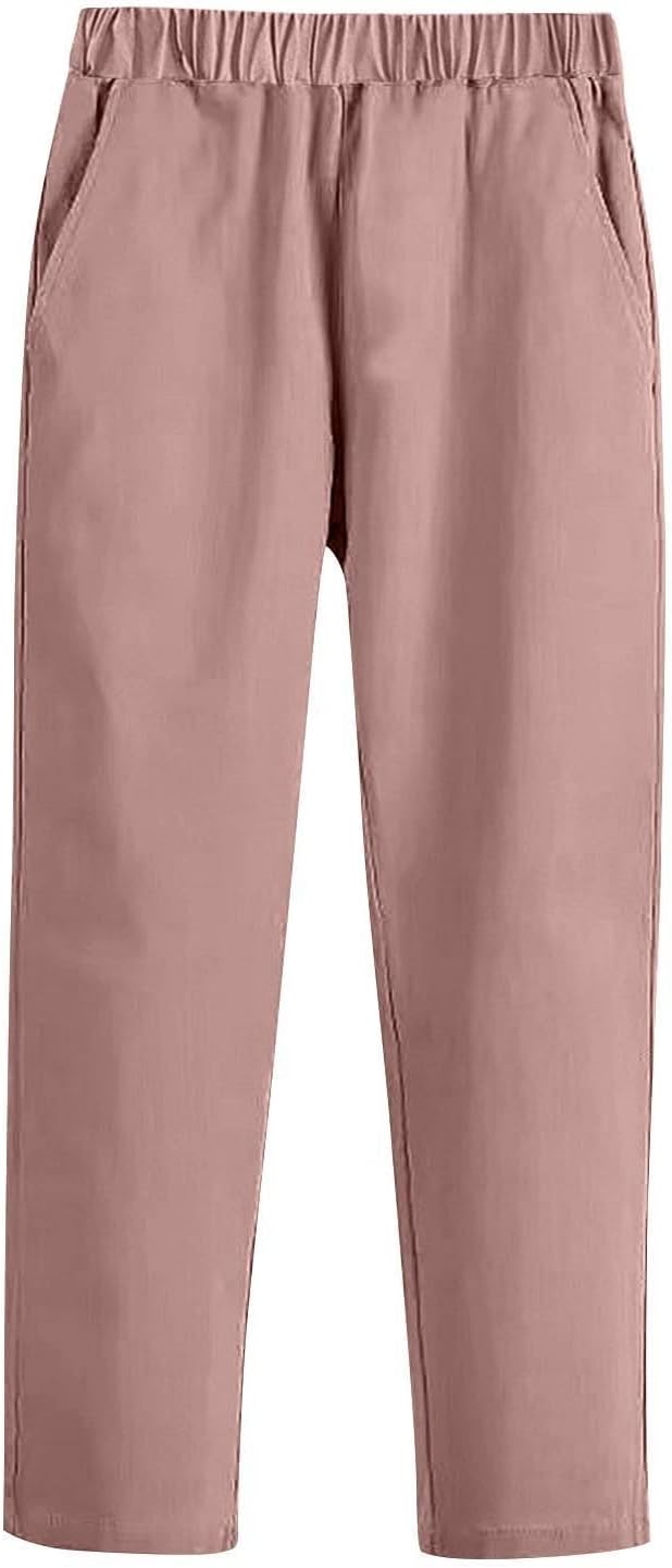 Boys Girls Uniform Pants Back to School Suit Pants Wide Leg Elastic High Waisted Straight Fit Casual Dress Trousers Kids