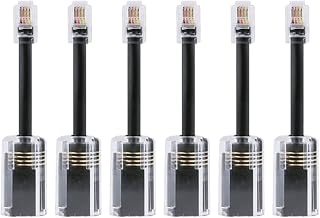 Doengdfo 6Pcs Telephone Cord Detangler RJ9 4P4C Extended Rotating Anti-T-Angle Black Telephone Cord Landline Cable