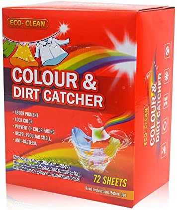 Dye Trapping Sheets 72 Count, Color Absorber Laundry Sheets, Prevent Light Colored Clothes from Being Dyed