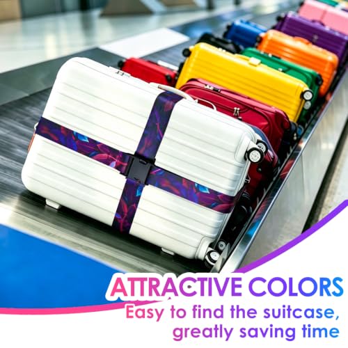 Image of Gutsdoor 2 Pack Luggage Straps for Suitcases, Adjustable Travel Belt, Suitcase Straps with Dual Lock, Quick Release, Over Handle, Luggage Connector Straps & Bright Luggage Belt. (Midnight Leaf)