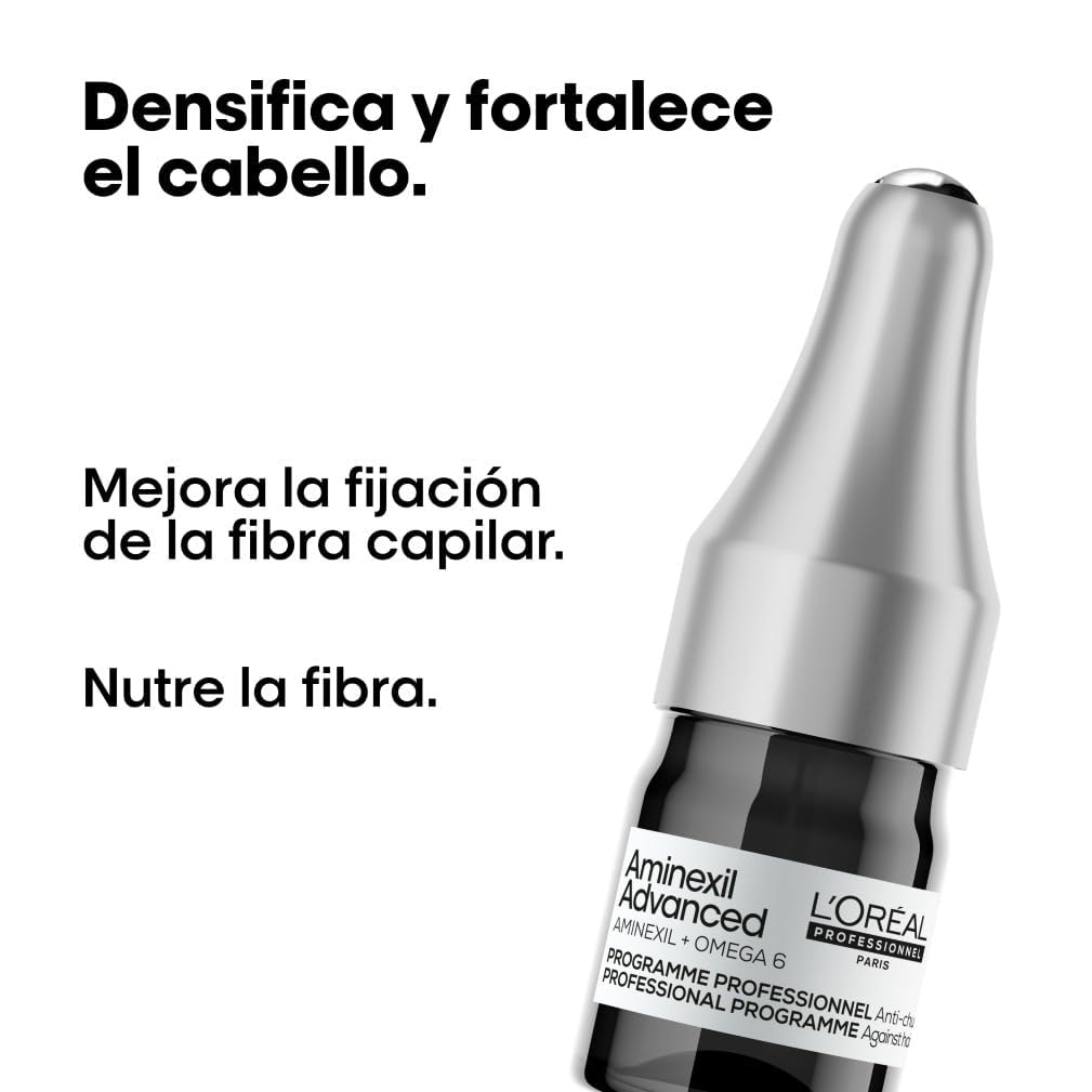 L’Oréal Professionnel Ampollas Anticaída, Enriquecidas con Activos Dermatológicos para Prevenir la Perdida del Cabello, Aminexil Advanced, 42 x 6ml