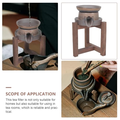 Filtre à thé céramique surface lisse et support en bois rustique - 8