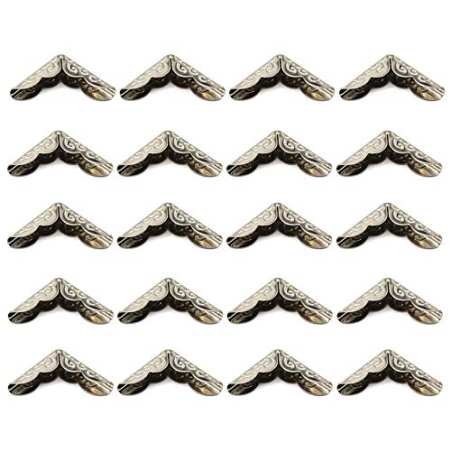 LUCY WEI 20unids Retro Metal Protector de Esquinas,Esquina de libro vintage para Libros, Álbumes de Recortes, Joyas, Esquinas, Álbumes(Plata)