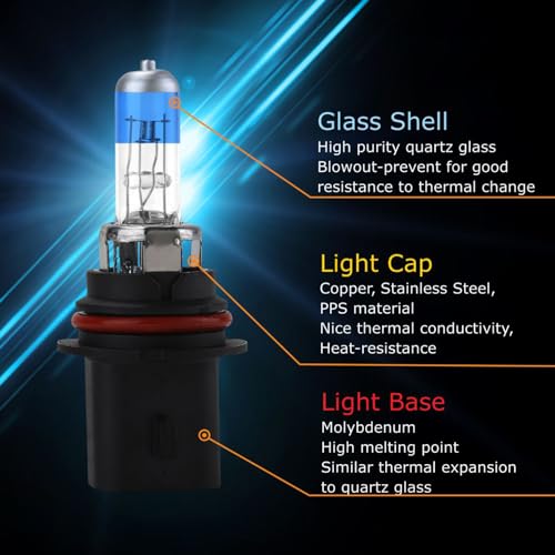 Sinoparcel 9007/HB5 Halogen Headlight Bulbs, High and Low Beam 3500K, Brighter Replacement for Standard 55W Light, Pack of 2 - Thumbnail 3
