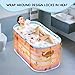 Faltbare Badewanne für Dusche, 92L x57W x 56H cm, freistehende Badewanne mit Sitz, Warmwasserdusche, Eisbad, Sauna, Massagewanne, tragbares Eisbad für Erwachsene (hellblau Ozean-Stil)