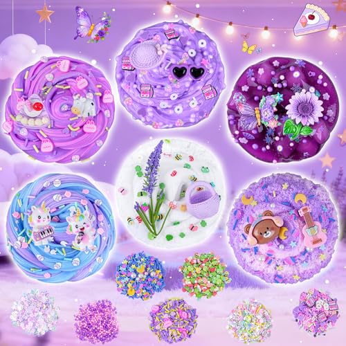 Image of 6 Pack Slimes, Purple Slime for Kids, Butter Cloud Slime kit for Girls Ages 8-12, Toys for Girls and Boys, Birthday Halloween Christmas Party Favors for Kids Goodie Bag Stuffers