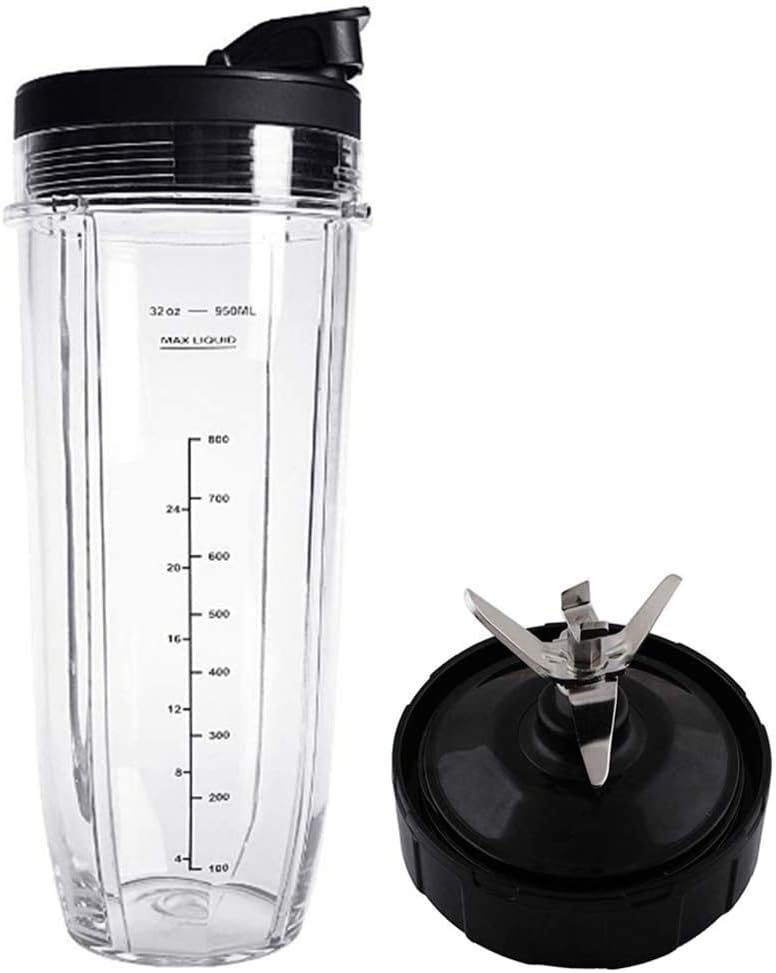 Lid and 32OZ Cup and 7 Fins Blade for Compatible for Ninja Auto IQ 1000W Blender Accessories Replacement Parts BL482
