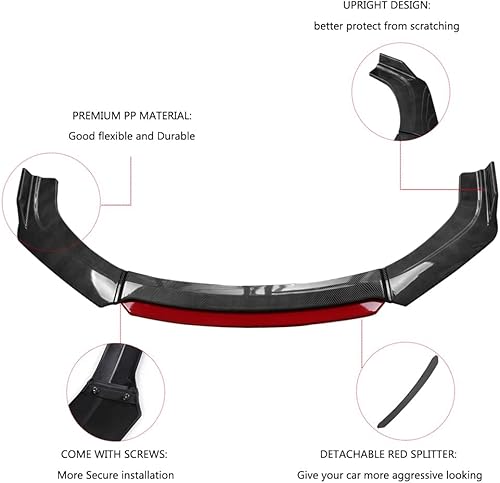 Miniatura 2 de OTOEZ Alerón universal para parachoques delantero, protector de labio delantero compatible con Honda Civic Accord HR-V, Toyota, Chevrolet, Ford,