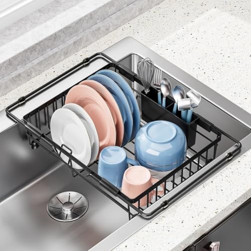 Égouttoir à vaisselle extensible pour optimiser le séchage des assiettes