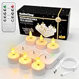 HAIDOLIANG Rechargeable Tea Lights with Remote Timer & Dimmer, USB Flickering Battery Operated Flameless Candles for Aniversary, Wedding Centerpiece Table Decor, Halloween, Christmas (6PCS)