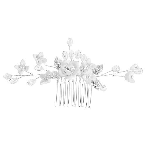Bridal Hair Comb: Romantic Polymer Floral Hairpiece with Faux Pearl