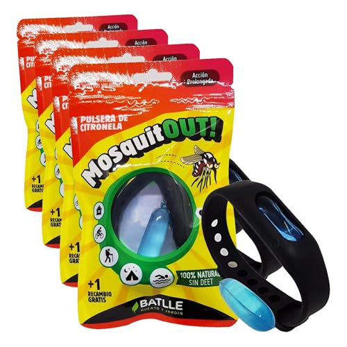 Semillas Batlle Pulsera Anti-Mosquitos de citronela (Paquete de 4)