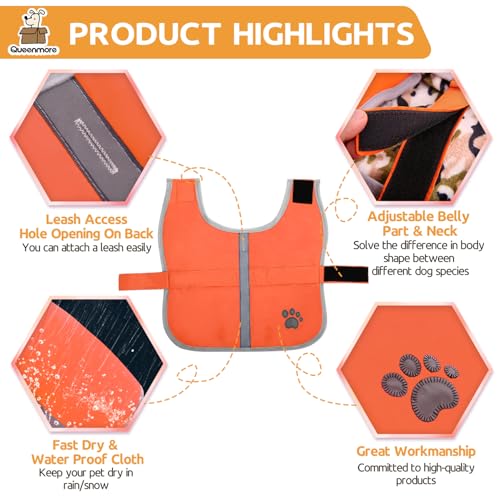 Image of Queenmore Cold Weather Dog Coats Loft Reversible Winter Fleece Dog Vest Waterproof Pet Jacket Available in Extra Small, Small, Medium, Large Extra Large Sizes