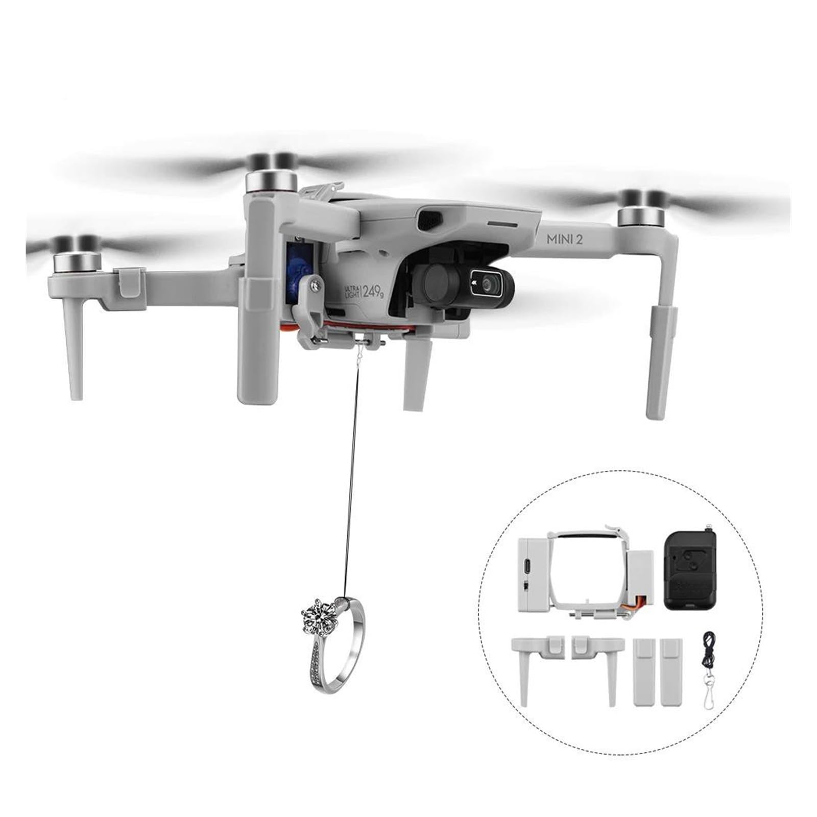 Drone Airdrop Sistema Per DJ&I Mini 4K/Mini 2/SE/Ma&vic Mini Drone Airdrop Air Drop System Lanciatore Esca da Pesca Regalo Gettare Consegna