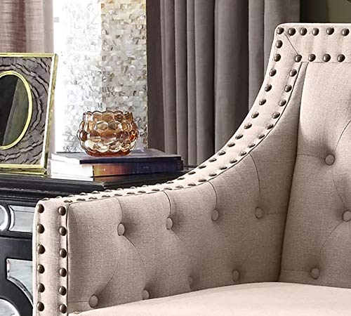 Image of Lakdi The Furniture Co. Modern Living Room Lounge Chair | Wing Chair | Accent Chair | Dining Chair for Home Furnitures - Green Color (Light Beige)