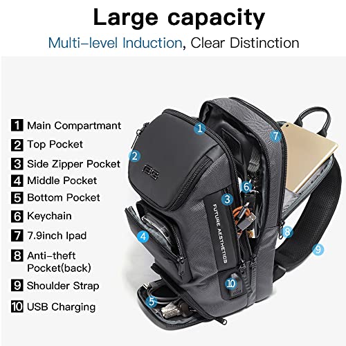 Image of BANGE Sling Bag, Waterproof Shoulder Bag for Men, Casual Sports Sling Bag, Every Day Bag for Men