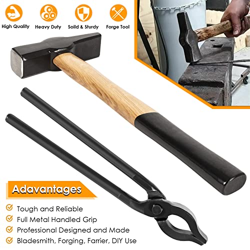 Yoursme 300-1000 0004930-300 Blacksmiths' Tongs & 0000811-1000 Handmade Blacksmiths’ Hammer Assembled Bladesmith Tool Set thumb #6