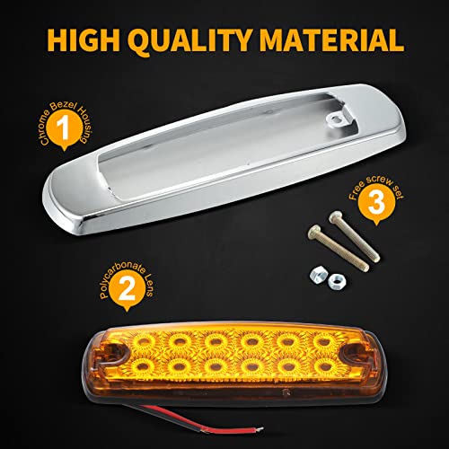 Tallew 20 Pcs Amber LED Side Marker Clearance Lights 6.4 Inch Side Marker Lights 12 Diodes Front Rear Turn Signal Indicator Light for Trailer Pickup Truck Tractor Van RV Camper Waterproof by Tallew - Image 3