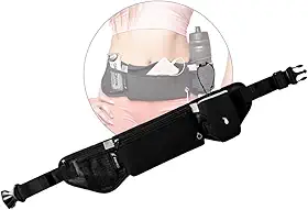 Pochete Esportiva Premium De Cintura Com Cinto Elástico Saida Para Fone De Ouvido Suporte Para Garrafa, Cinto De Hidratação Academia, Corrida Porta Celular, bolsa corrida Cor Preto