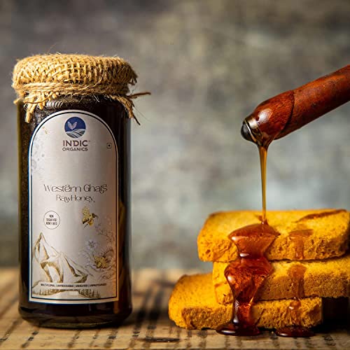 Image of Indic Organics Western Ghats Raw Wild Forest Honey | Wild-Flower, Unprocessed, Unheated & Unpasteurized | Produced by Non-Sugar Fed Bees, 650 gm (Wild Forest, 650 Gm)